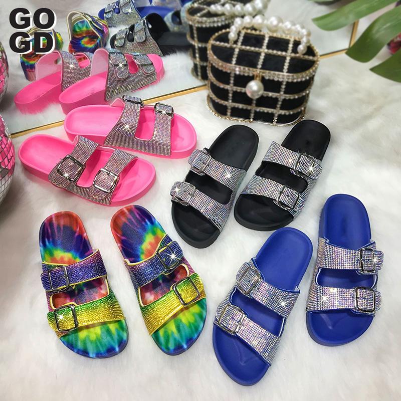 

GOGD]sandals and slippers 2021summer solid color simple flip flops wild fashion flat bottom wear non-slip clip toe beach 41size, Black