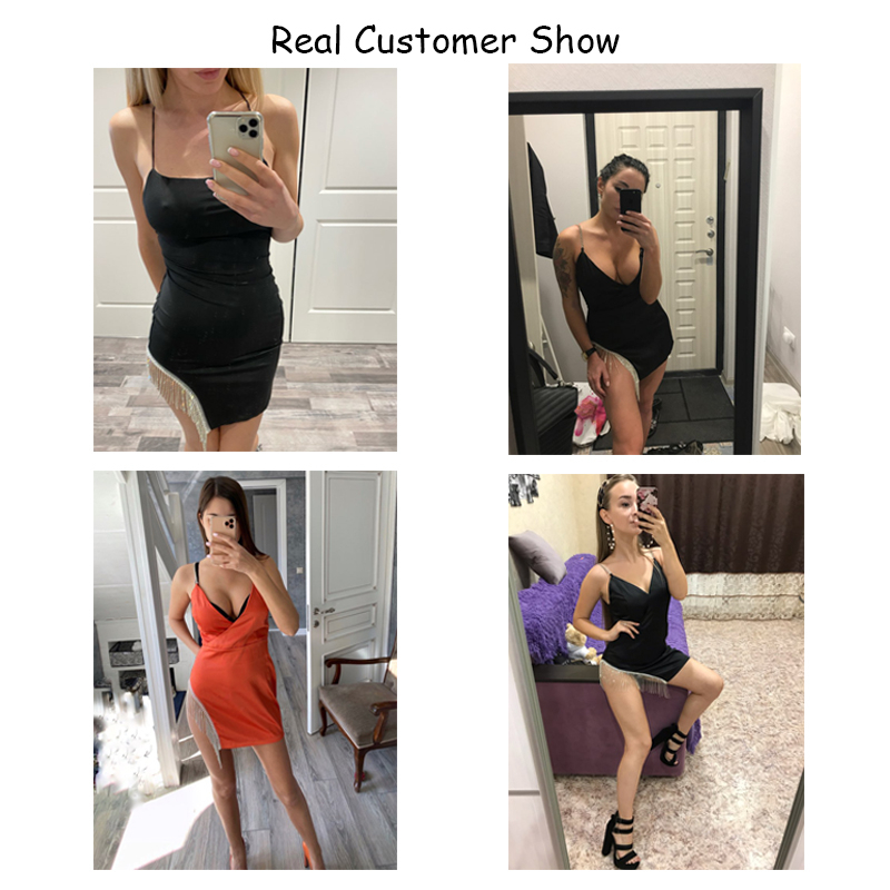 

2021justchicc tassel black glitter dress women spaghetti strap mini dresses female party dress club summer satin vestido 2021, Black;gray
