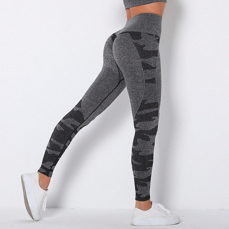 Women's Sporty Leggings Ankle-Length Pants Gym Yoga Stretchy Camouflage Comfort Sports High Waist Skinny Green Black Purple Pink Light gray