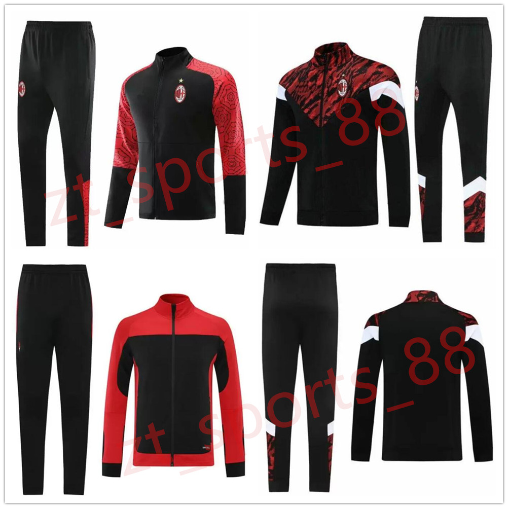 

AC Milan Jacket IBRAHIMOVIC Tracksuit 21 22 HIGUAIN BENNACER chandal 2021 PAQUETA Soccer Jersey training suits sports wear, Black