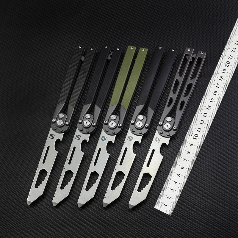 

NEW arrival kinetic-tool 1823p Butterfly trainer knife 8CR blade G10 handle jilt knife not sharp Bottle opener hex wrench scale rule