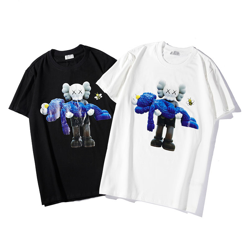 

Spring/Summer 2021 Men's T-Shirt and Polo Shirt Small Bear Print Collarneck Women's High Quality Fashion Casuals Short Sleeve, White