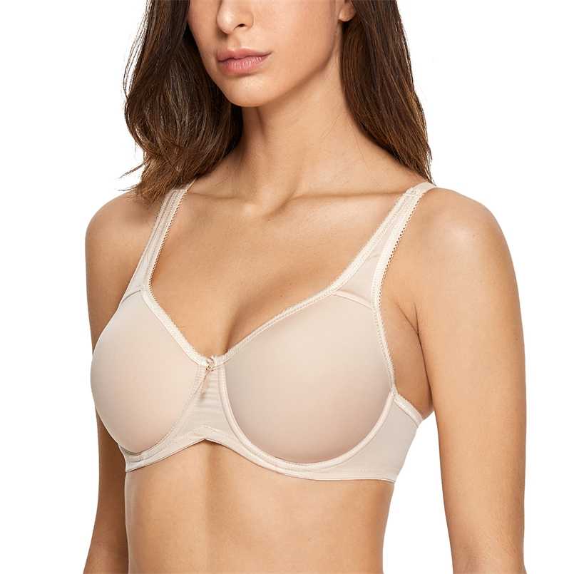 

Women's Seamless Full Coverage Underwire Lightly Padded Basic Minimizer T-shirt Bra Plus Size 30-44 C D DD E F 211110, Glow06