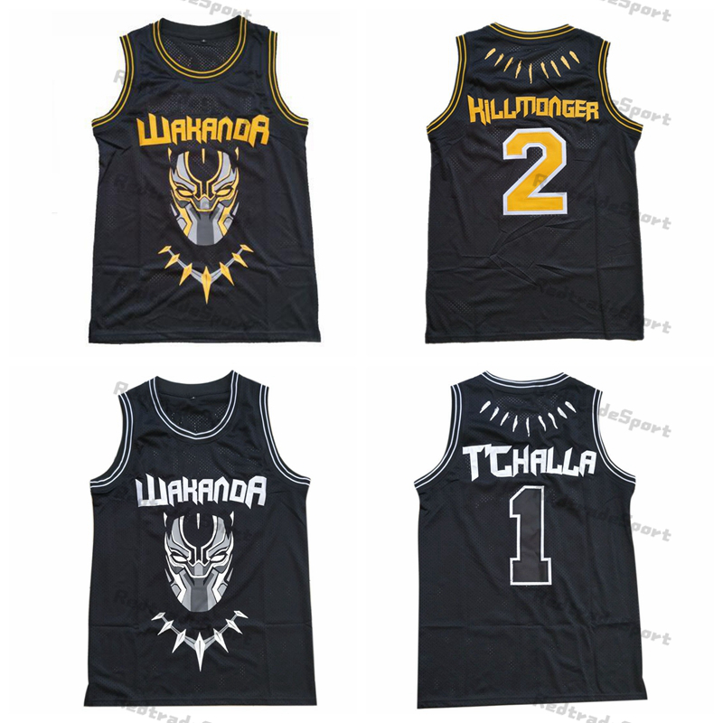 

Moive Black Panther Wakanda 2 Hillmoager Erik Killmonger Basketball Jerseys T'Challa 1 Tchalla Team Color Breathable Pure Cotton Sports Hip Hop Excellent Quality, Black1