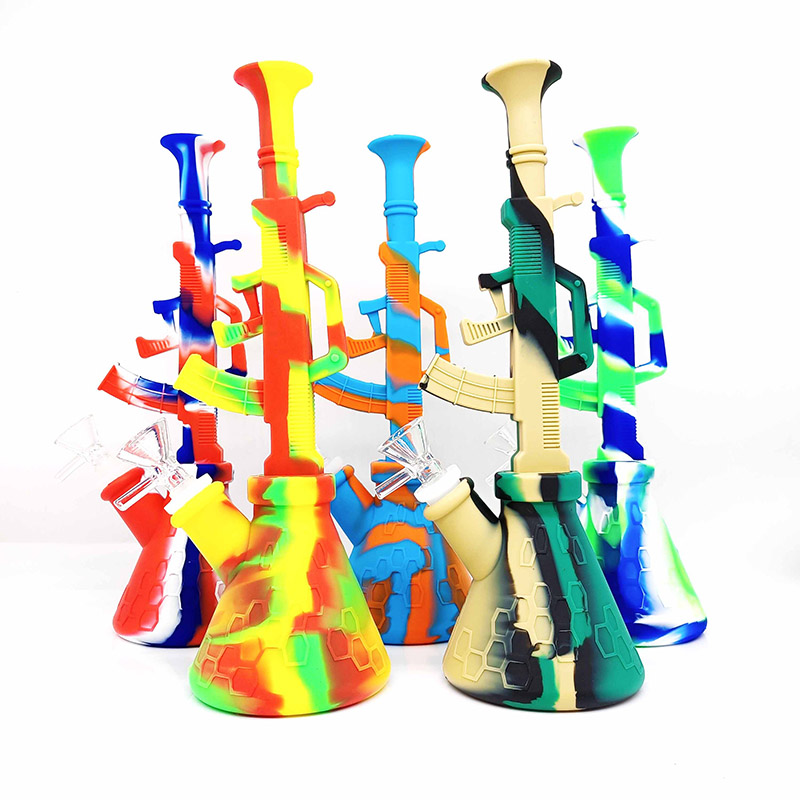 

Silicone bongs Removable hookah bong with glass filter bowl dab rig for smoke unbreakable shisha water pipe