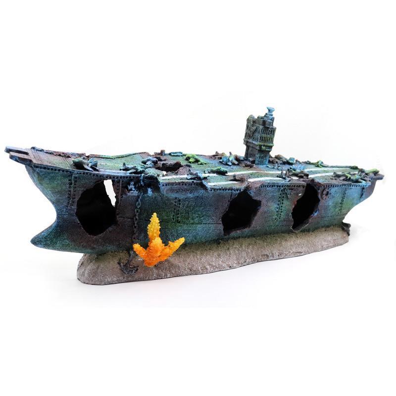 

Decorations Super Large Aquarium Fish Tank Decoration Boat Artificial Wreck Sunk Ship Sailing Resin Ornament Landscaping Decor