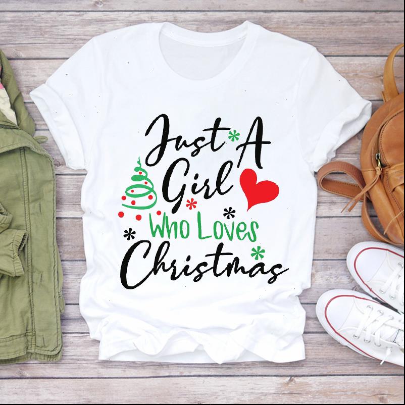 

Women Womens T Shirt Christmas Clothing Letter Printing 90s Style Year Print Lady shirts Top Tshirt Ladies Graphic Female Tee, White