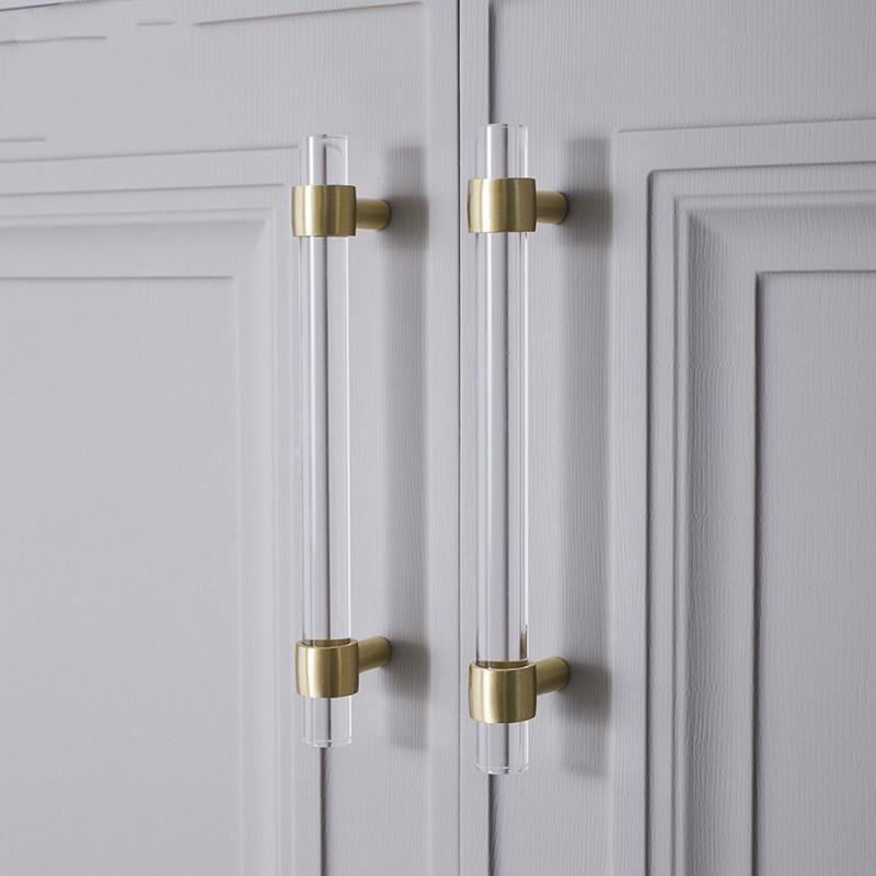 

Handles & Pulls Acrylic Door Handle Transparent Cabinet And Knobs Gold Drawer Chest Furniture Luxury Bathroom Kitchen Pull