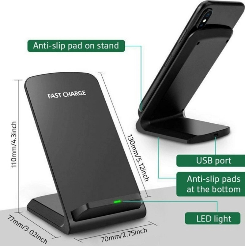 

10W Wireless Charger QI Standard Holder Fast Charging Dock Station Phone Chargers For iPhone 12 SE2 X XS MAX XR 11 Pro 8 Samsung S21 S20 S10 S9