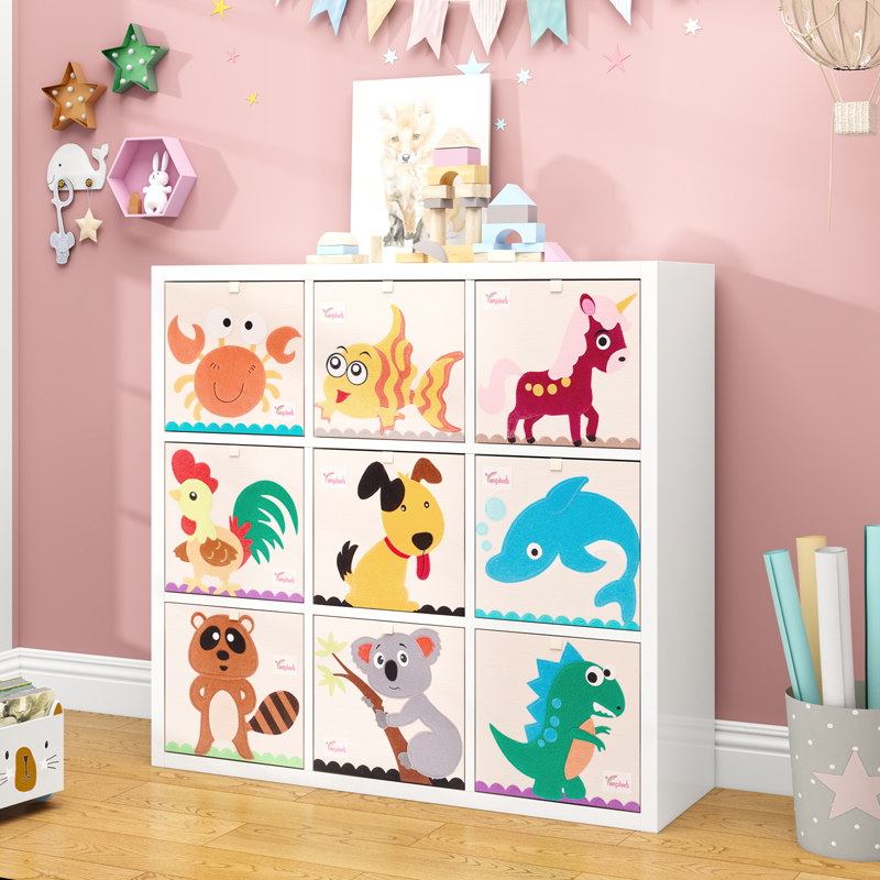 

Cube kindergarten Chidren Storage Box Cartoon Anima Foding Storage Bins Wardrobe Der Cothes Basket Kids Toys Organizer