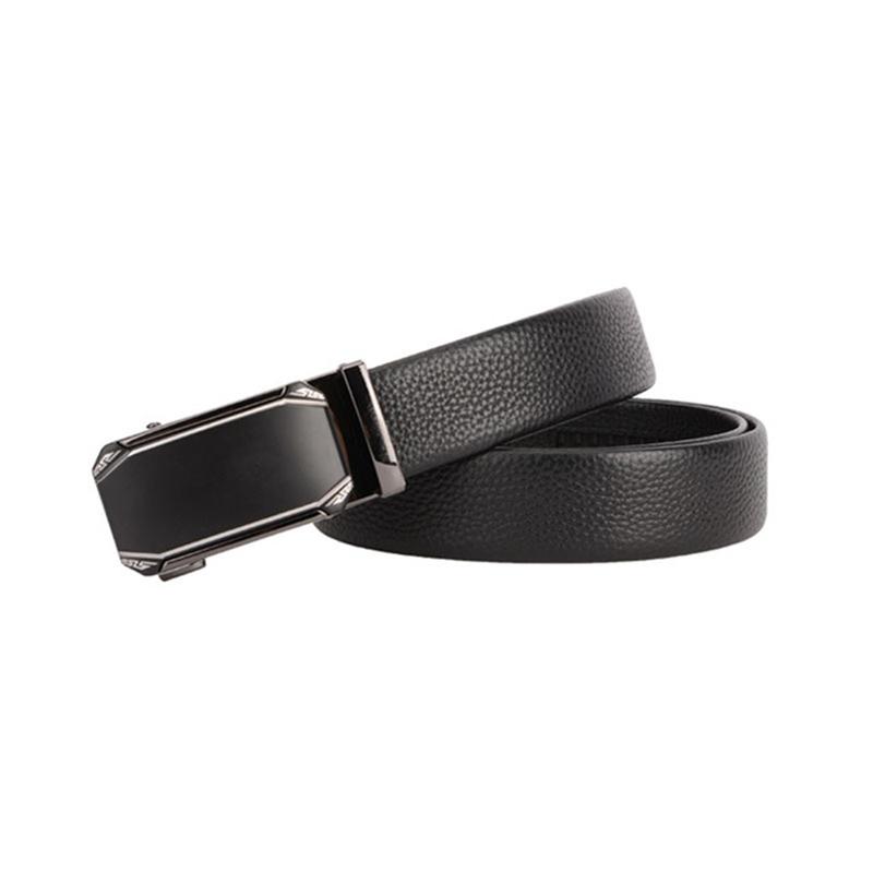 

Belts Men's Belt 2021 Lychee Pattern Head Layer Cowhide Automatic Trousers Free Perforated Alloy Business, Black