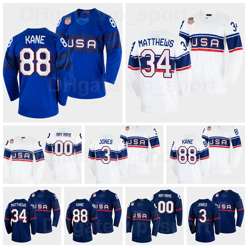

Hockey 2022 US 9 Jack Eichel Jersey 77 TJ Oshie 46 Trevor Zegras 34 Cole Sillinger 88 Nate Schmidt 19 Matthew Tkachuk Navy Blue White Top/High