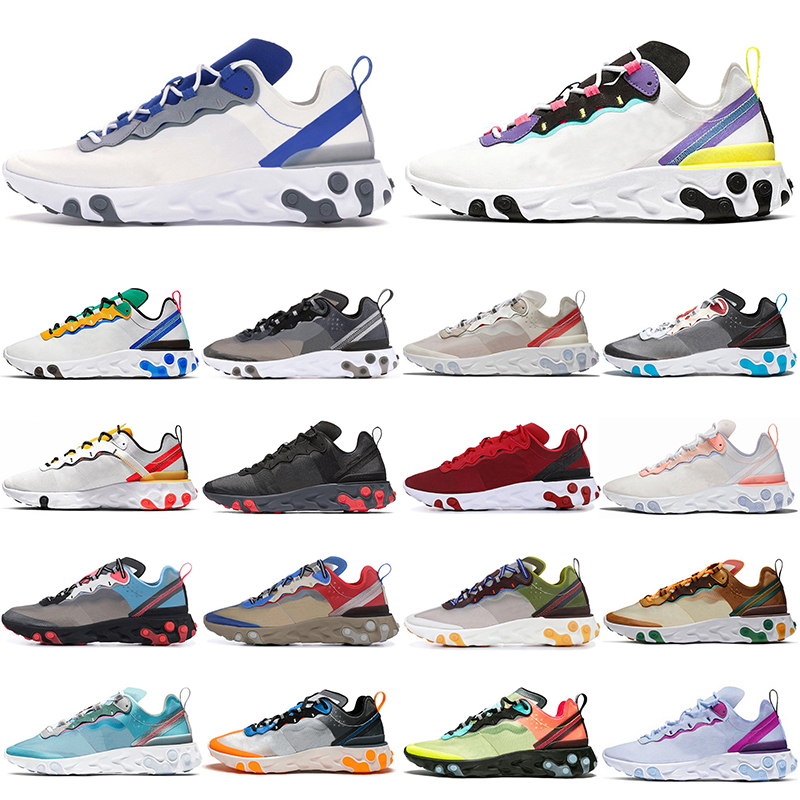 

2021 popular original element 55 87 react running shoes Light Beige Moss Orange Peel Royal Tint Volt Racer Pink script Camo Anthracite Sail trainers sneakers, 55 pale pink 36-40