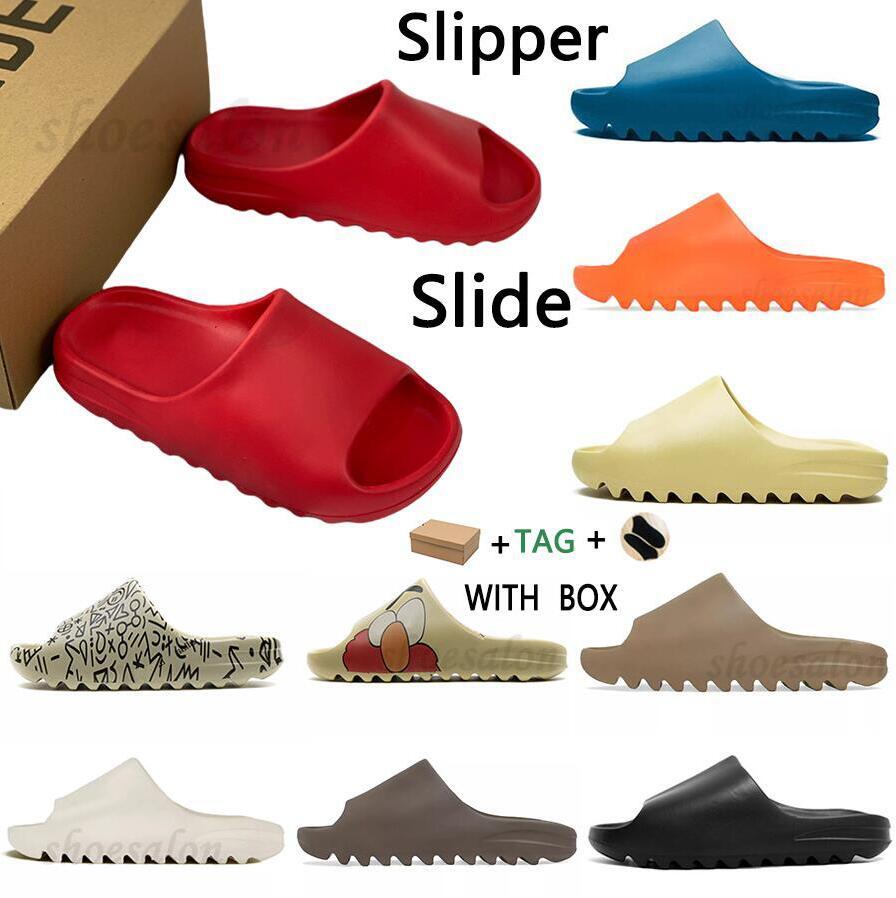 

Kanye Slides West Bone Resin Desert Sand Slippers Black White Slide Earth Brown MXT Moon Grey Foam Slipper Men Women Mens Sandals Running21