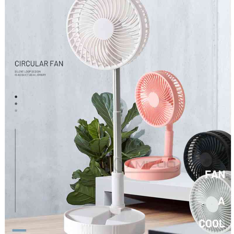 

Portable New Mini Folding Telescopic Fan USB Rechargeable Electric Floor Standing Fan for Dormitory Office Desktop Table Wireless Silent Fan