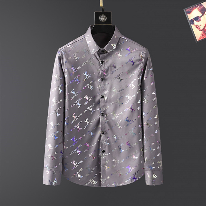 

Men's Fashion Shirt, High Quality Dress 2021 Casual Women's Fit, Printed and Embroidered Turtleneck, Single Breasted, Long Sleeved, White;black