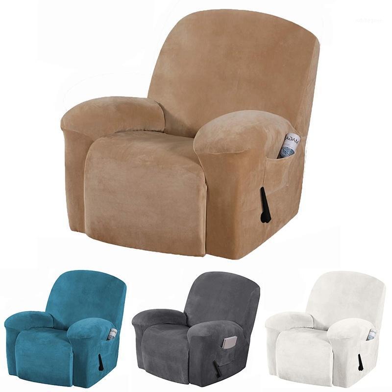 

Chair Covers Velvet Recliner Sofa Cover Stretch Armchair Solid Color Slipcover Soft Washable Protector 1seater Living Room Decor