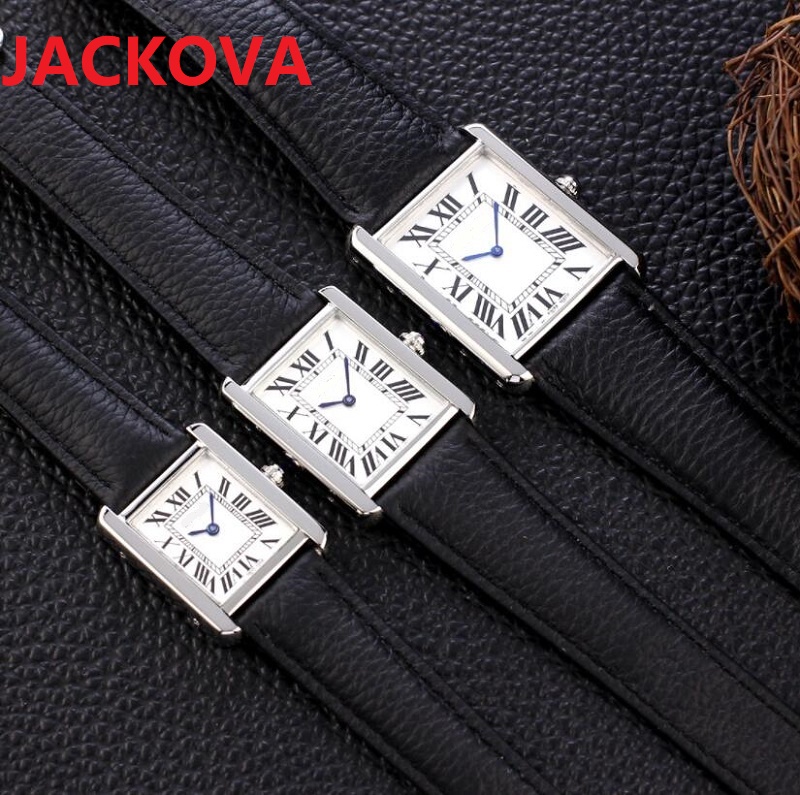 

Woman Watches Men Top Fashion Tank Series Casual Watch 32mm 27mm 24mm Womens Real Genuine Cow Leather Quartz Ultra Thin switzerland annual highend Wristwatch, As pic
