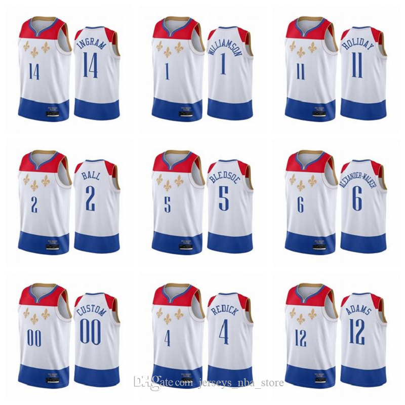 

Men New Orleans Pelicans Zion Williamson Eric Bledsoe Brandon Ingram Any player hot pressing custom basketball jerseys, Black;red