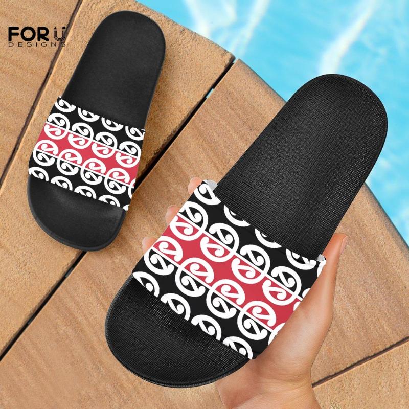 

Polynesian Tribal Panttern Women's Slippers Luxury Slide Sandals House Flip Flops Female Casual Sandalias Mujer 2021, Black