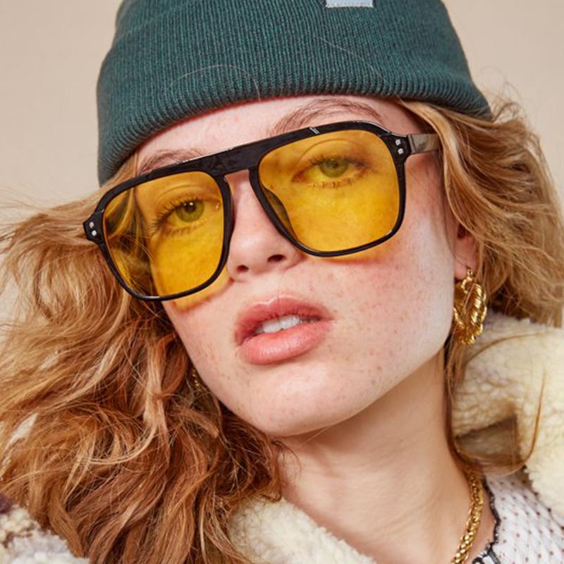 

Sunglasses Oversized Yellow Pilot Men Women Tinted Sun Glasses Female Retro Shades Elegant Gentle Big