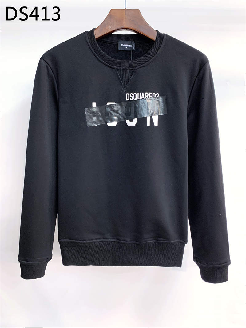 

2021 Autumn And Winter New Arrivals D2 Mens Luxury Designer Street Hoodies Long Sleeve Print Sweatshirts Dsquare Men's Clothing DS413, Black