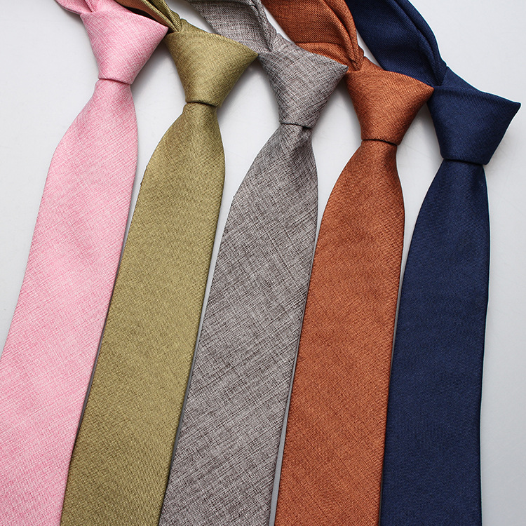 

Factory Direct Supply in Stock Fashion British Style Tie Jacquard Imitation Linen Solid Color Mens Casual Business Tie