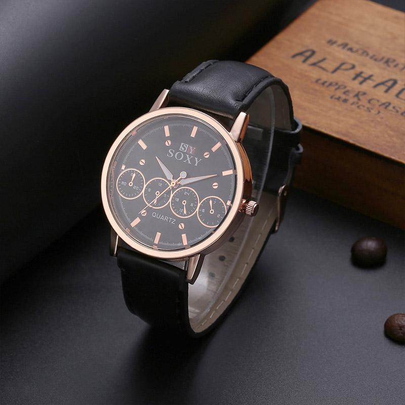 

Wristwatches SOXY Brand Watch Fashion Cool Sport Watches Men Luxury Leather Quartz Hombre Relogio Masculino TME0039, Brown