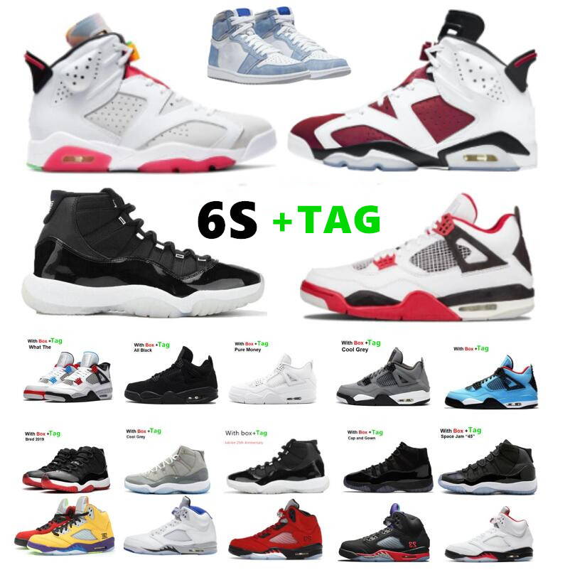 

6 Hare 6S Carmine 2021 Basketball Shoe 4 Black Cat 11 Jubilee 25th Anniversary Bred Sneakers Concord Space Jam Trainers University Blue, 4s black cat