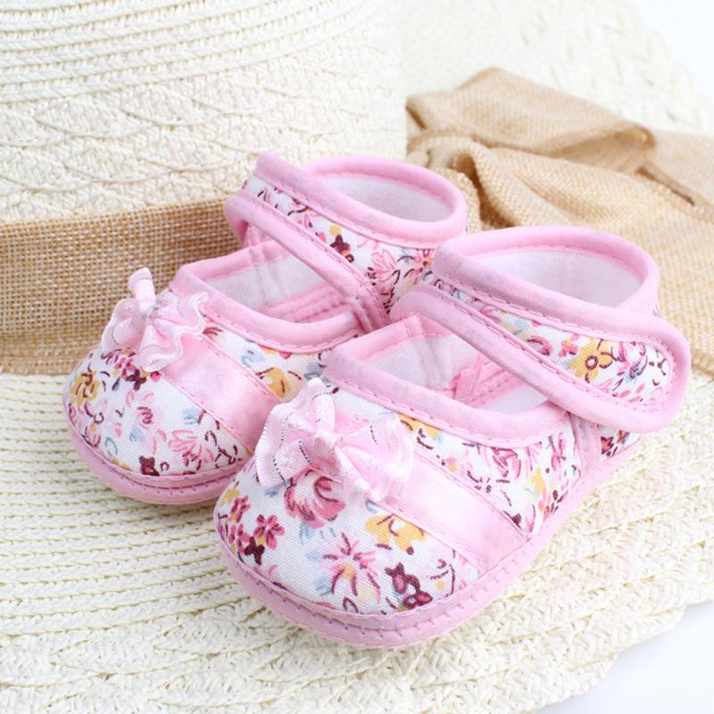 

First Walkers Toddler Baby Girl Soft Sole Shoes Bowknot Print Anti-slip Casual Born Schoenen