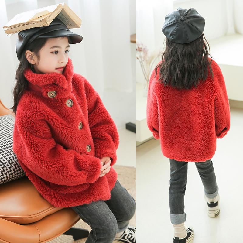 

Women's Fur & Faux Winter Kids Coat Children's Jacket Wool Sheep Sheared Princess Girl Double Faced FDL8808, Black