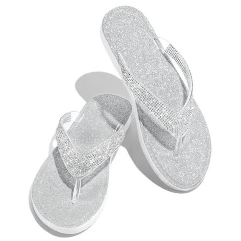 

Slippers Women Flip Flop Slides Bling Rhinestone Ladies Shoes Casual Summer Flat Female Crystal Glitter Woman Plus Size 2021, Black