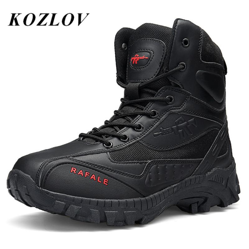 

Boots Military Ankle Combat Men Genuine Leather Casual Shoes For Hunting Trekking Army Tactical Black Bot, Khaki boots men