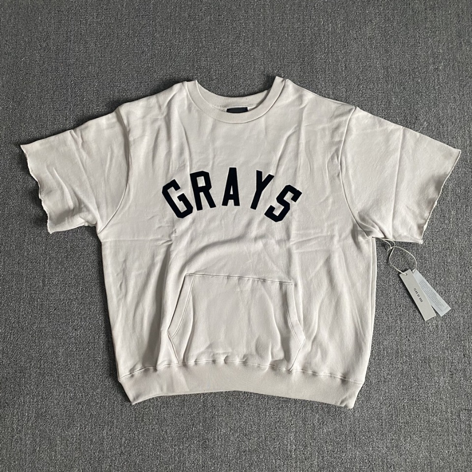 Peur de Dieu brouillard 7ème saison 7 Principale ligne Grays Lettre Flocking Imprimé Turtleneck Turtleneck Sweat-shirt à manches courtes à manche