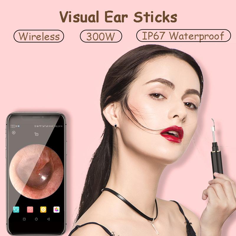 

Wireless Smart Visual Ear Sticks/Spoon Endoscope 300W HD Lens Earpick Mini LED Camera Otoscope Waterproof Cleaner Picker APP Electric Nose &