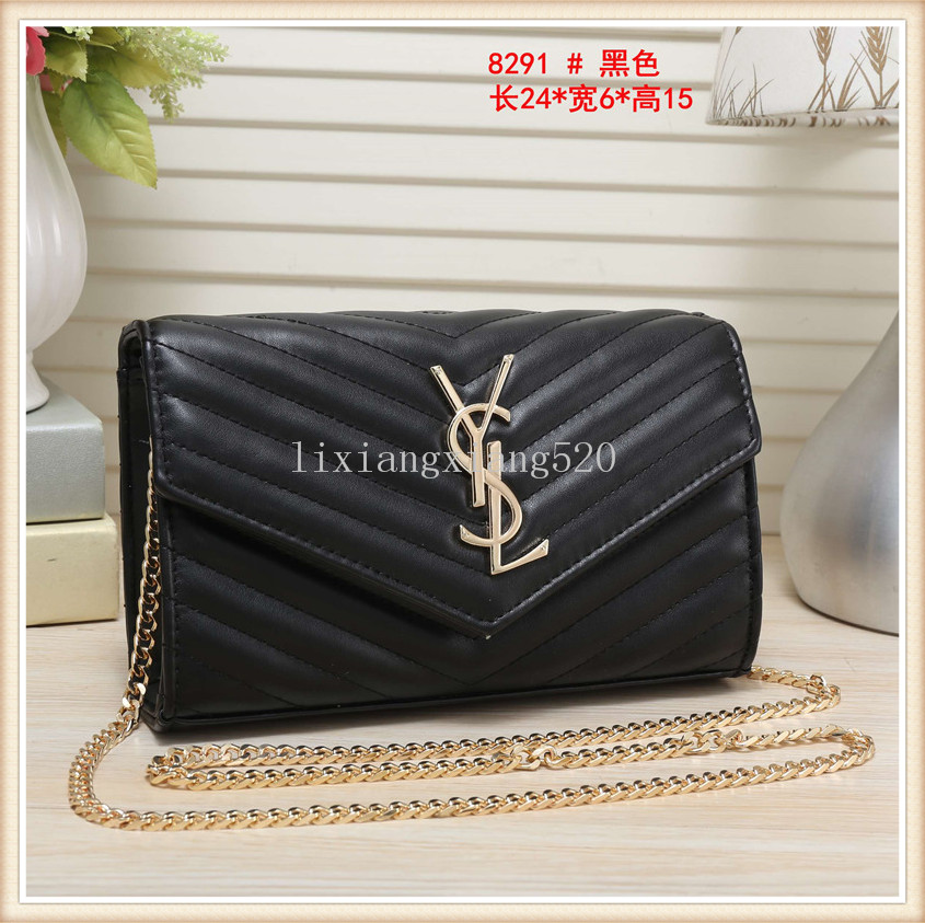 

Woman Shopping Bag High Quality Leather purse tote new fashion shoulder bag serial number date code ySL, Golden;silver