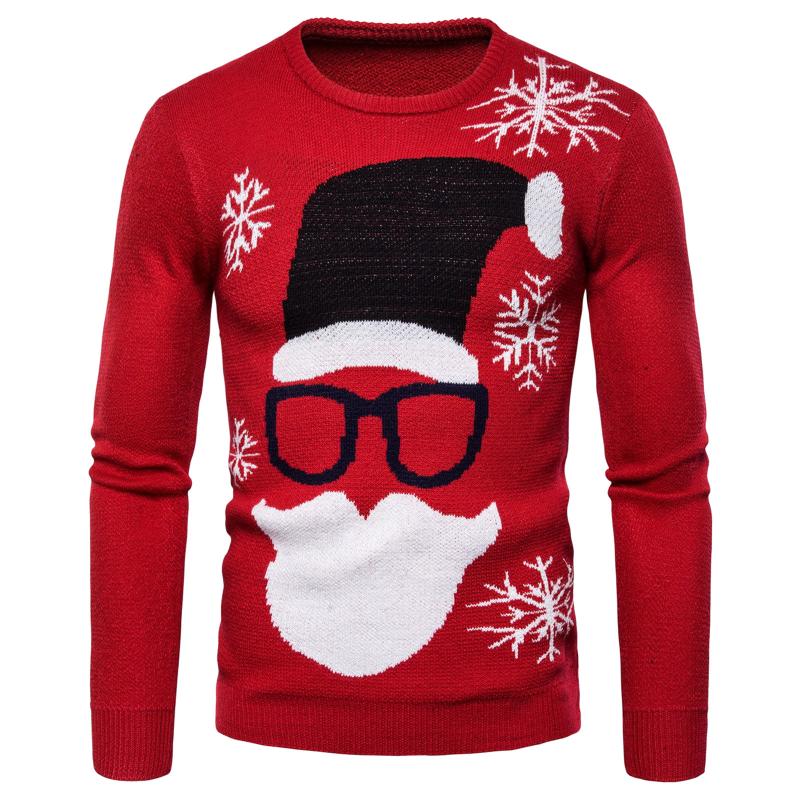 

Men's Sweaters Sweater Casual Print Christmas Long Slim Sleeve Round Neck Blouse Ugly Pullovers Pullover, White;black