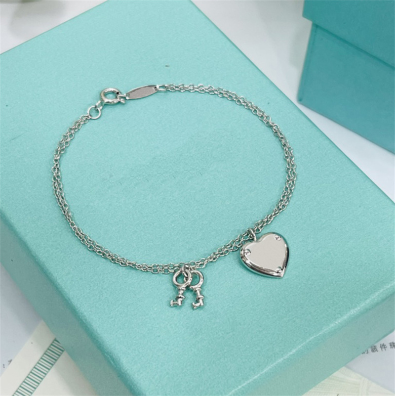

High Quality Designers Love Bracelet Fine Jewelry Heart Bracelet For Womens Bracelet Fashion Gold Silver Plated To Chains Pulseiras Jewelry