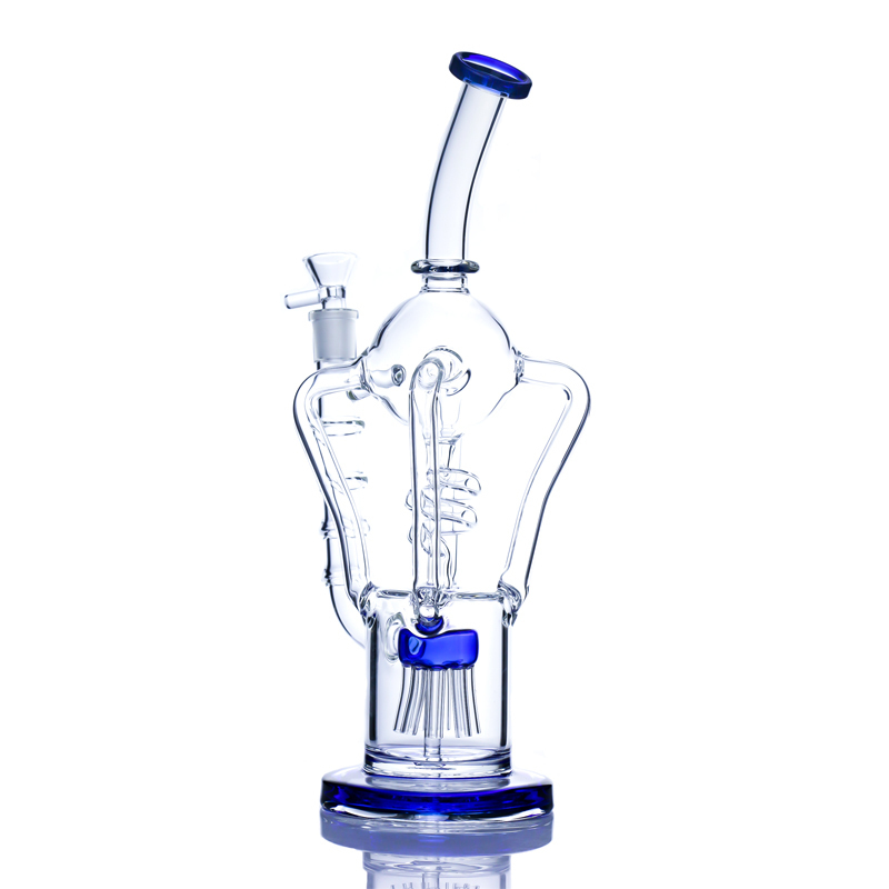 

Octopus glass bong Hookahs style oil rig recycler tall and thick water pipes with 14mm glass bowl for smoke