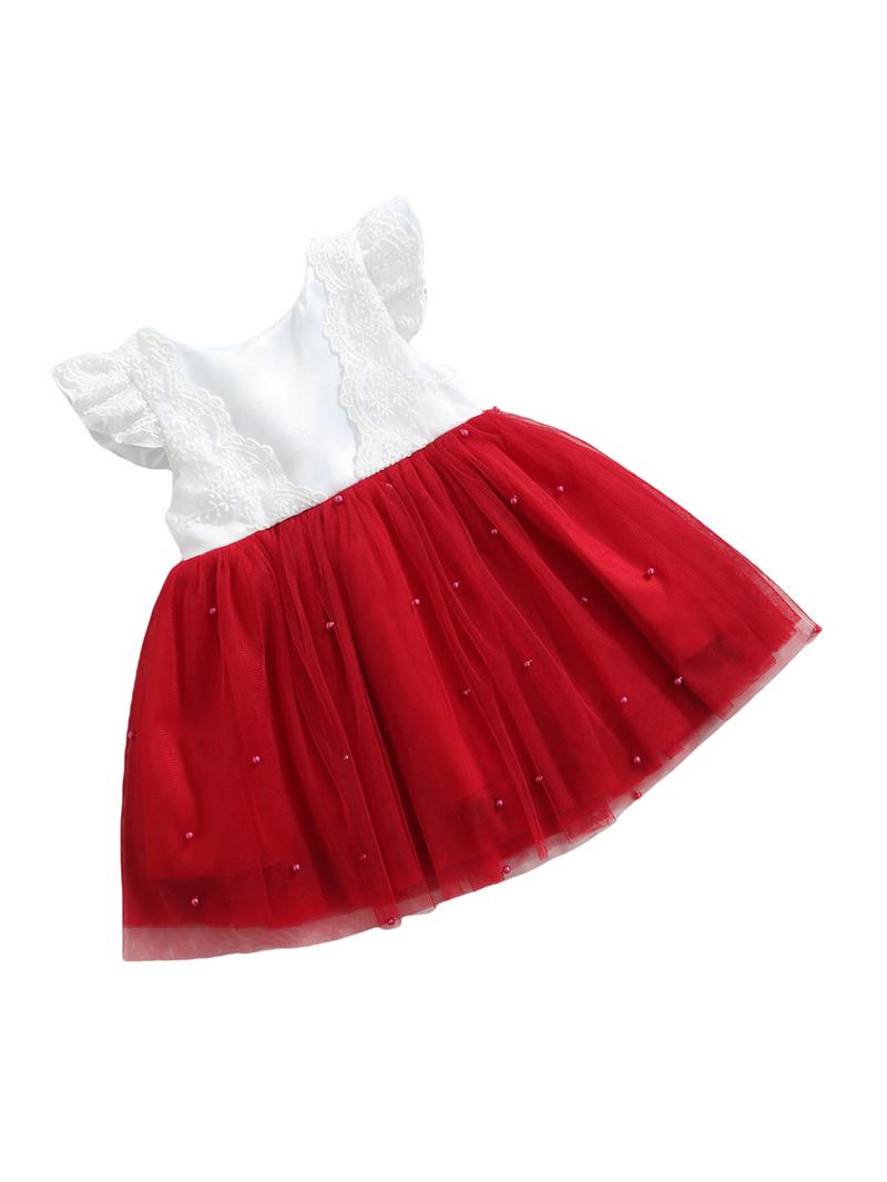 

Girl's Dresses Baby 6M-6Y Christmas Red For Girls Toddler Children Kid Tulle Pearls Party Birthday Tutu Xmas 2021, As pic