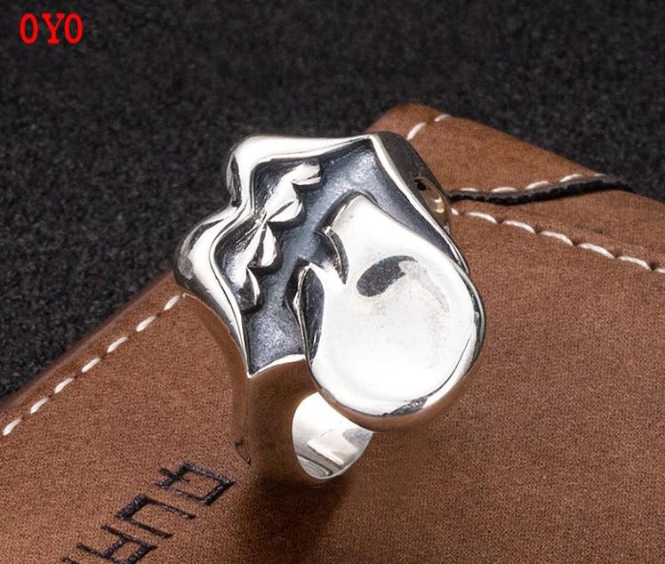Cluster Rings S925 Sterling Silver Trend Funny Big Tongue Ring-image-712654147
