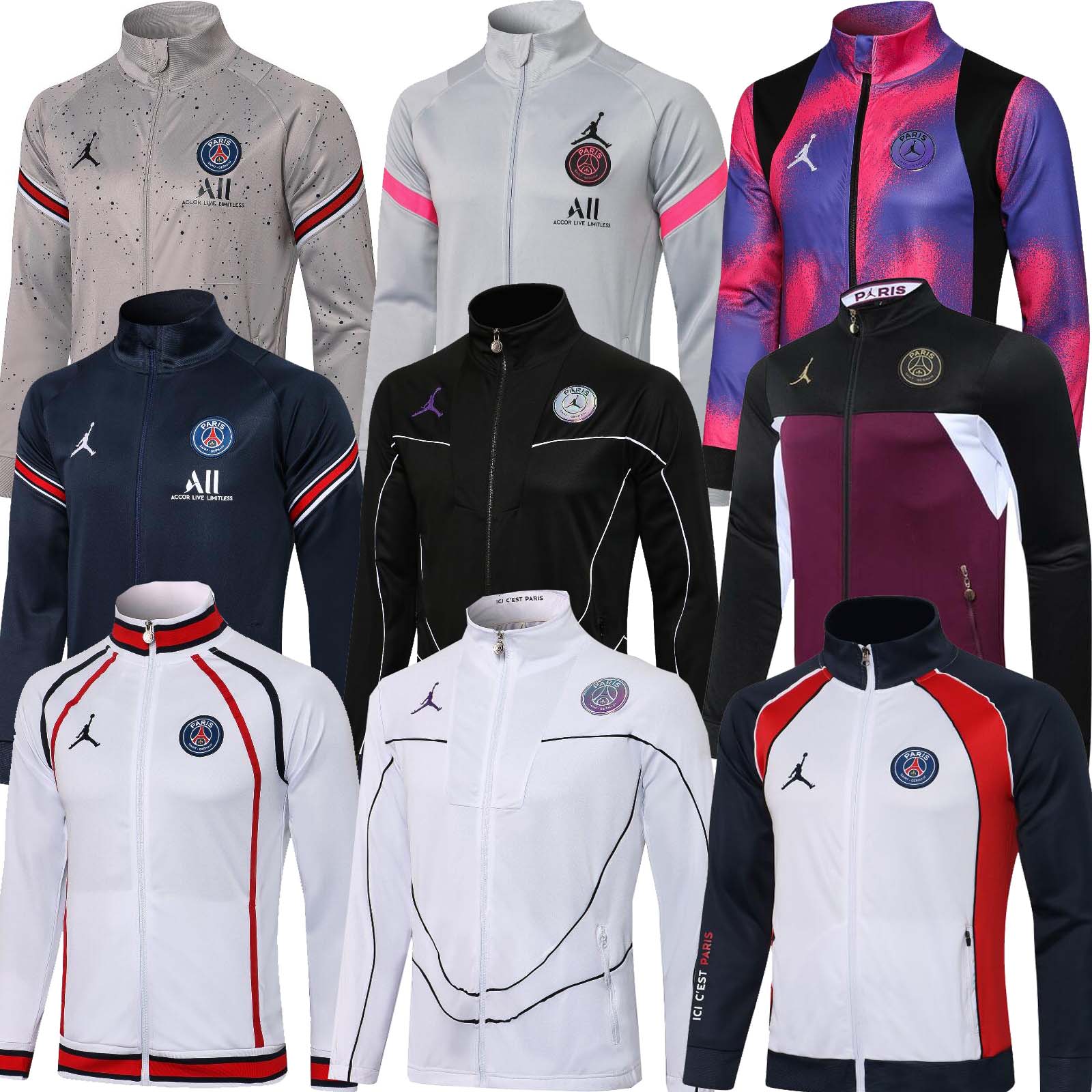 

Jordan PSG jacket soccer survetement de football 21 22 Paris Saint-Germain Training suit kit jacket Tracksuits sportswear Windbreaker football Jersey