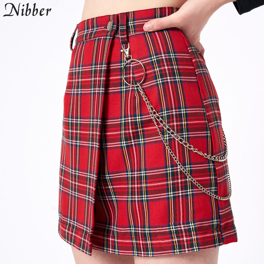 

2021nibber spring vintage red plaid mini skirts women 2021 summer fashion office lady club party casual short pleated skirts mujer, Black