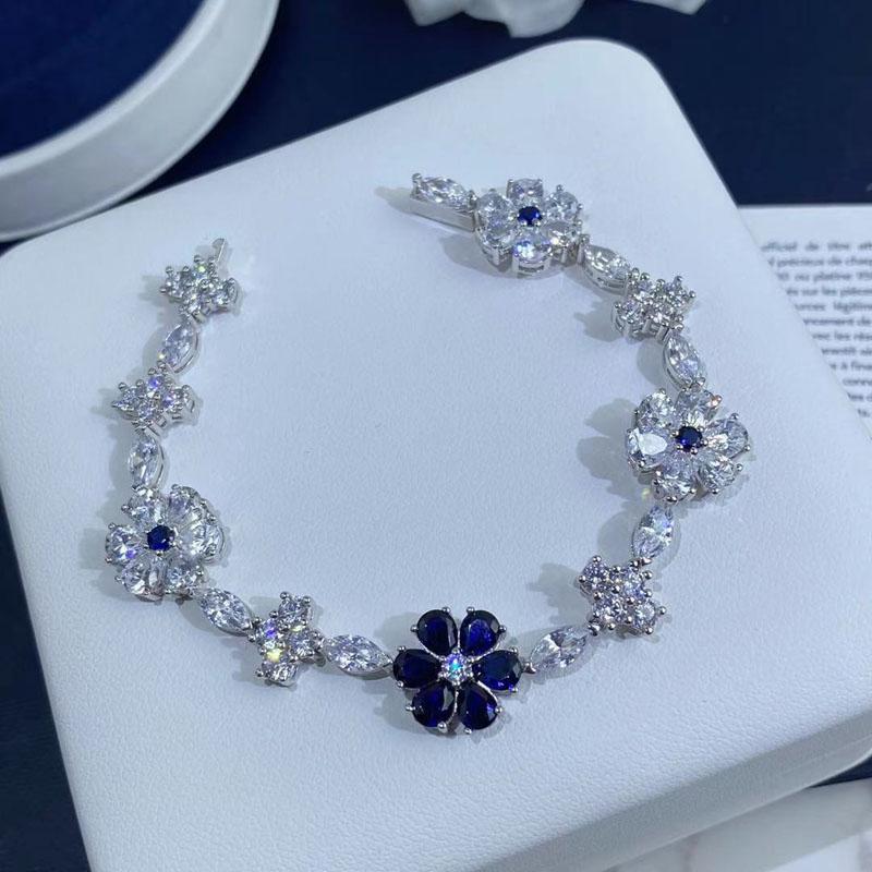 

Bangle Luxury Jewelry 925 Sterling Silver Sunflower Rhinestone Bracelets For Women