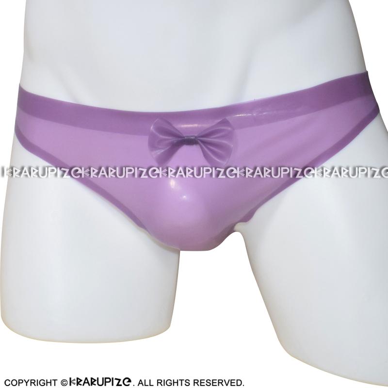 Female Pink Latex Rubber Briefs With Bow-knot Tight Women Shorts