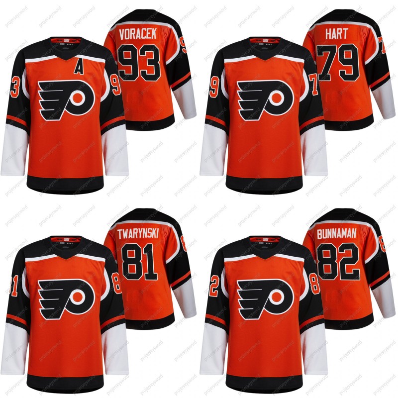 

Philadelphia Flyers 2021 Reverse Retro Jersey Rasmus Ristolainen Carter hart Carsen Twarynski Connor Bunnaman Joel Farabee Eric Lindros Jakub Voracek, Black;red
