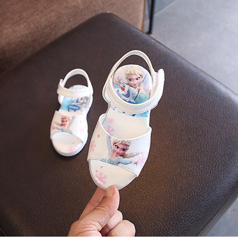 

Summer Baby Toddler LED Light Sandals Cartoon Girls Soft Bottom Shoes Non-slip Breathable Beach Sandal Princess Kids F0055, Black;red