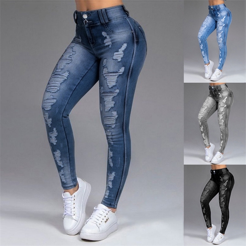 

Women' Jeans 5XL 6XL Stretch Ripped Skinny Black Denim Jean Sexy Mom Female Large Size Woman Elastic Office Fashion Trendy 210629, Navy blue