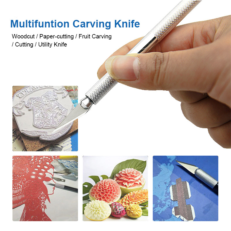 

Multifunction Metal Scalpel Knife Carving Tools Kit Non-Slip Fixed Blade Mobile Phone PCB DIY Repair Hand Tool