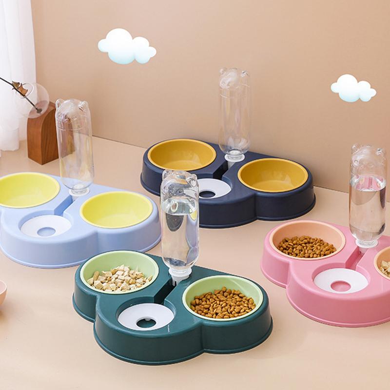 

Cat Bowls & Feeders Pet Three In One Feeding Bowl Automatic Waterer Neck Guard Non Slip Suitable For Supplies Dog Comedero Gato